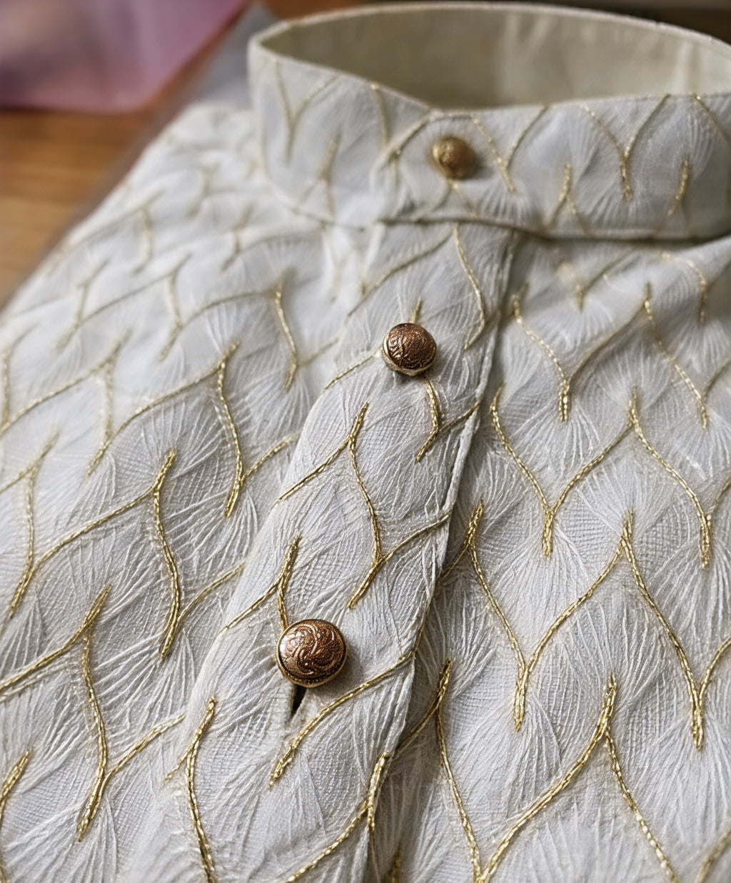Premium White & Gold Embroidered Kurta for Men | Festive & Wedding Wear