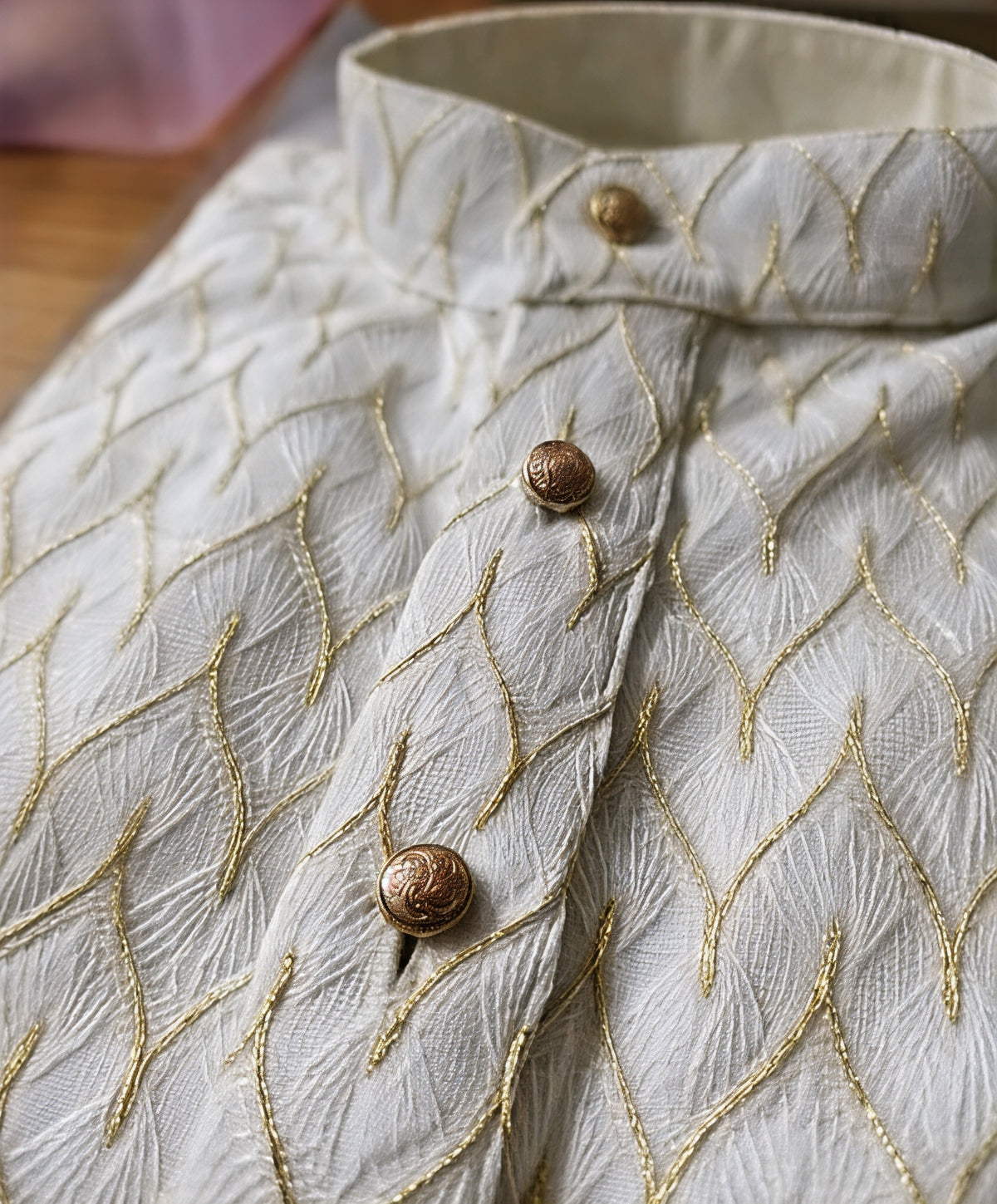 Premium White & Gold Embroidered Kurta for Men | Festive & Wedding Wear