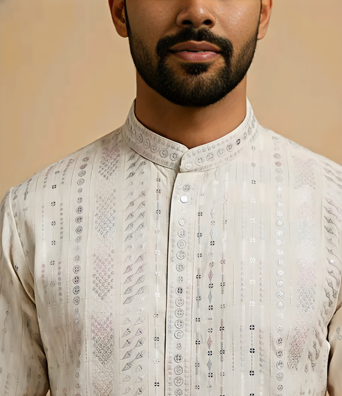Men’s Premium Embroidered Jacquard Kurta – Traditional