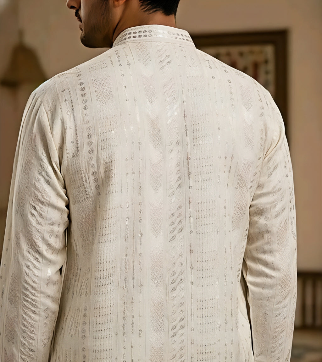 Men’s Premium Embroidered Jacquard Kurta – Traditional