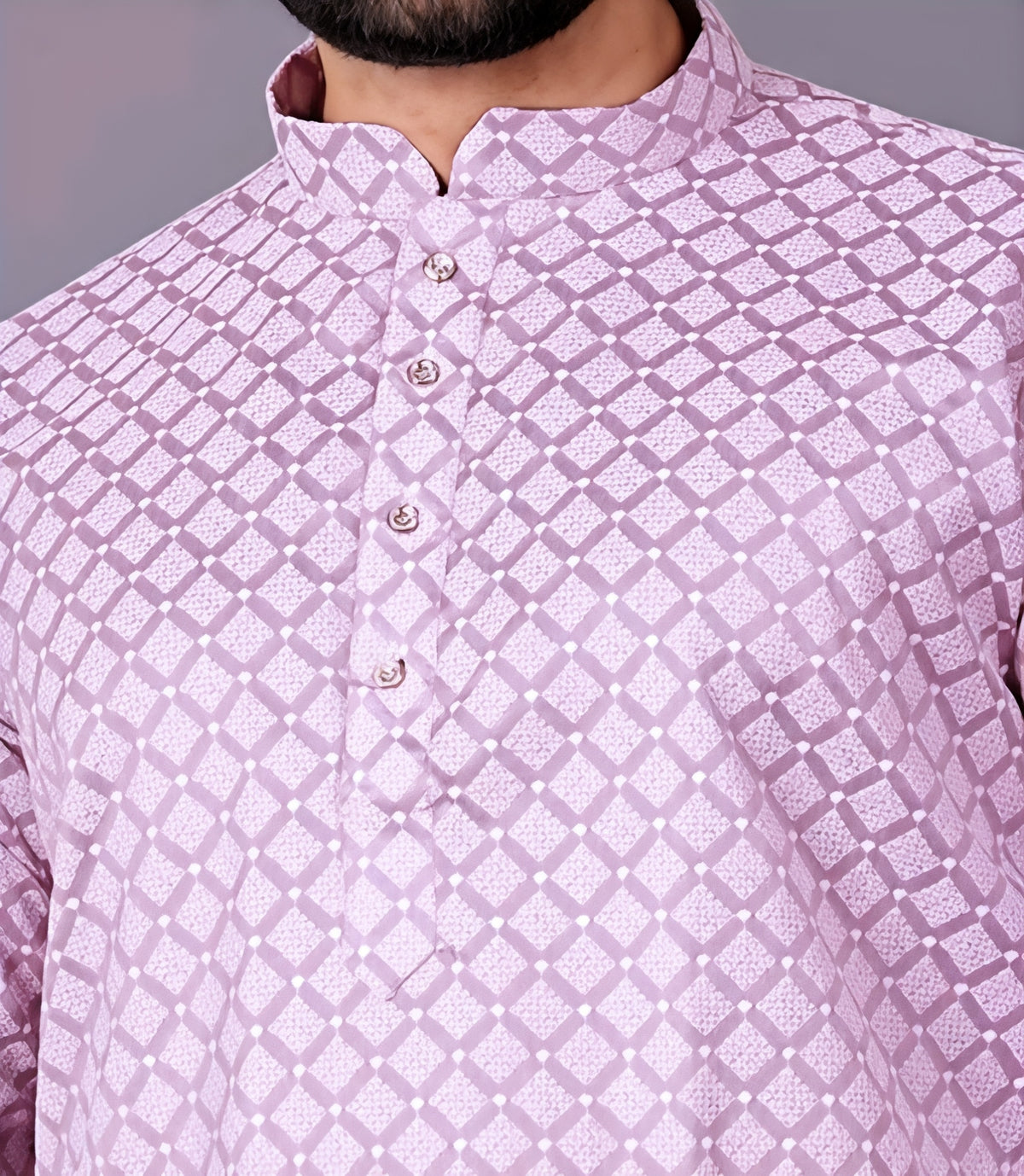 Men’s Multicolor Geometric Printed Cotton Kurta Shirt – Stylish Ethnic Casual Wear